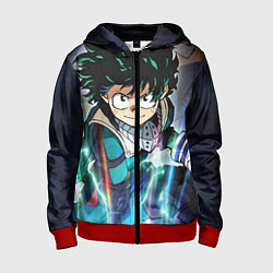 Толстовка на молнии детская My Hero Academia синий свет, цвет: 3D-красный
