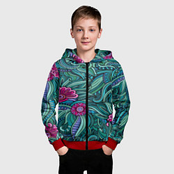 Толстовка на молнии детская Цветочный арт, цвет: 3D-красный — фото 2