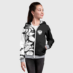 Толстовка на молнии детская Russia: B&W Floral, цвет: 3D-меланж — фото 2