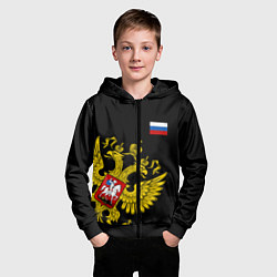 Толстовка на молнии детская Флаг и Герб России, цвет: 3D-черный — фото 2