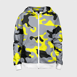 Детская толстовка на молнии Yellow & Grey Camouflage