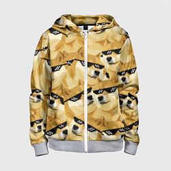 Толстовка на молнии детская Doge: Deal with it, цвет: 3D-меланж