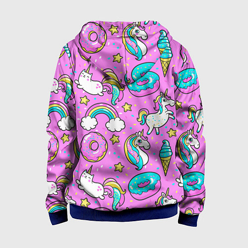 Детская толстовка на молнии Сказочные единороги / 3D-Синий – фото 2