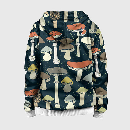Детская толстовка на молнии Грибной лес / 3D-Белый – фото 2