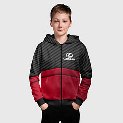 Толстовка на молнии детская Lexus: Red Carbon, цвет: 3D-черный — фото 2