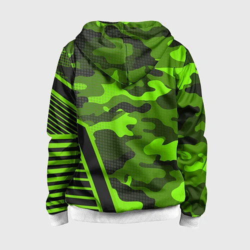 Детская толстовка на молнии CS:GO Light Green Camo / 3D-Белый – фото 2