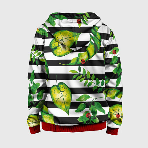 Детская толстовка на молнии Полосатые тропики / 3D-Красный – фото 2