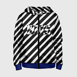 Толстовка на молнии детская BTS: B&W Stripes, цвет: 3D-синий