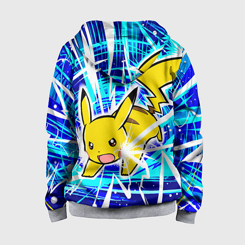 Детская толстовка на молнии Пикачу бежит с молниями / 3D-Меланж – фото 2