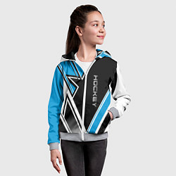 Толстовка на молнии детская Hockey black blue white, цвет: 3D-меланж — фото 2