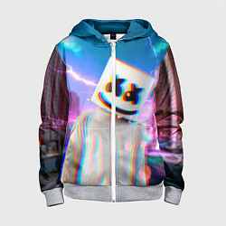 Толстовка на молнии детская Marshmello: Glitch Effect, цвет: 3D-меланж