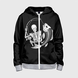 Детская толстовка на молнии Fishing Skull