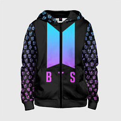 Толстовка на молнии детская BTS: Neon Night, цвет: 3D-черный