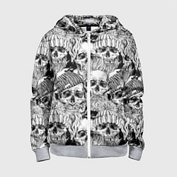 Детская толстовка на молнии Hipster skulls