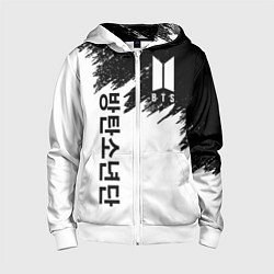 Толстовка на молнии детская BTS: White & Black, цвет: 3D-белый