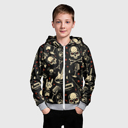 Толстовка на молнии детская Гранж с черепами, цвет: 3D-меланж — фото 2
