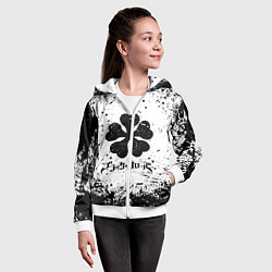 Толстовка на молнии детская ЧЁРНЫЙ КЛЕВЕР, цвет: 3D-белый — фото 2