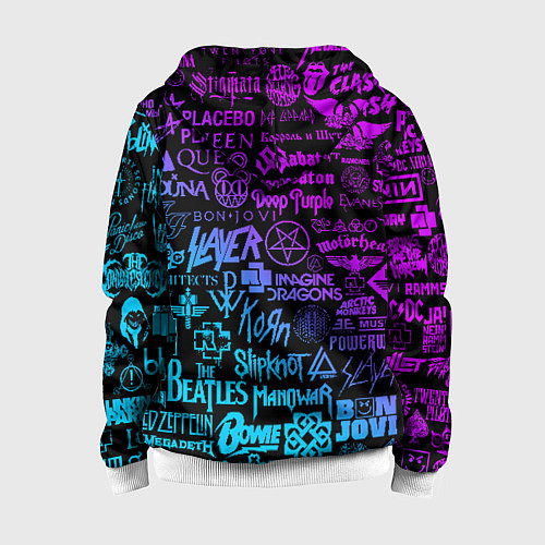 Детская толстовка на молнии ЛОГОТИПЫ РОК ГРУПП / 3D-Белый – фото 2