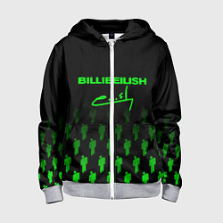 Толстовка на молнии детская Billie Eilish: Green & Black Autograph, цвет: 3D-меланж