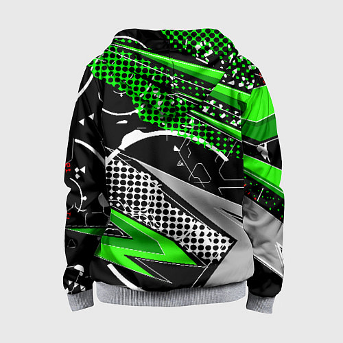 Детская толстовка на молнии Black and green corners / 3D-Меланж – фото 2