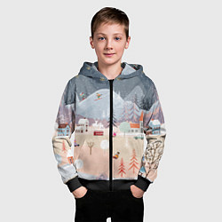 Толстовка на молнии детская Новогодние каникулы, цвет: 3D-черный — фото 2