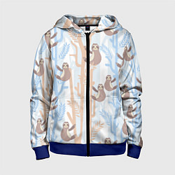 Толстовка на молнии детская Ленивец стайл, цвет: 3D-синий