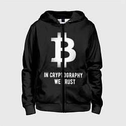 Толстовка на молнии детская Биткоин Криптовалюта, цвет: 3D-черный