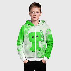 Толстовка на молнии детская MINECRAFT CREEPER, цвет: 3D-белый — фото 2