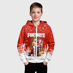 Толстовка на молнии детская FORTNITE НОВОГОДНИЙ, цвет: 3D-белый — фото 2