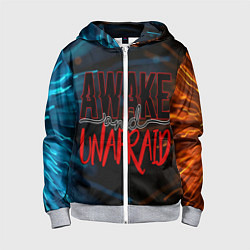 Толстовка на молнии детская Awake unafraid, цвет: 3D-меланж