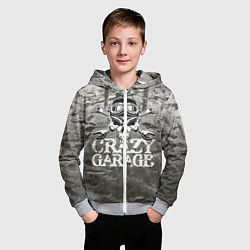 Толстовка на молнии детская Crazy garage, цвет: 3D-меланж — фото 2
