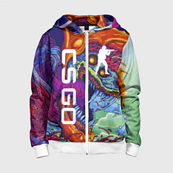 Толстовка на молнии детская CS GO HYPERBEAST, цвет: 3D-белый