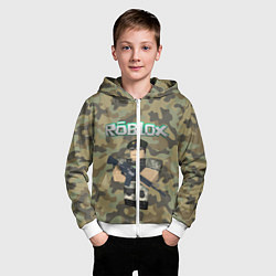 Толстовка на молнии детская Roblox 23 February Camouflage, цвет: 3D-белый — фото 2