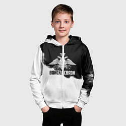 Толстовка на молнии детская Войска связи, цвет: 3D-белый — фото 2