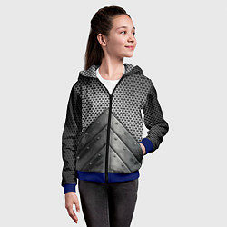 Толстовка на молнии детская Броня металлическая, цвет: 3D-синий — фото 2