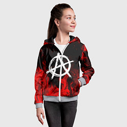 Толстовка на молнии детская АНАРХИЯ, цвет: 3D-меланж — фото 2