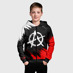 Толстовка на молнии детская АНАРХИЯ, цвет: 3D-черный — фото 2