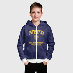 Толстовка на молнии детская Бруклин 9-9 департамент NYPD, цвет: 3D-белый — фото 2