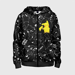 Толстовка на молнии детская ПИКАЧУ, цвет: 3D-черный
