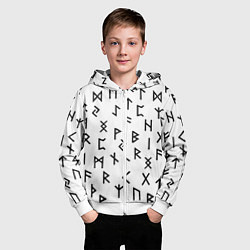 Толстовка на молнии детская Руны, цвет: 3D-белый — фото 2