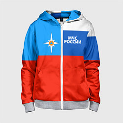 Толстовка на молнии детская Флаг МЧС России, цвет: 3D-меланж