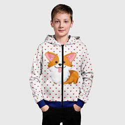 Толстовка на молнии детская Корги, цвет: 3D-синий — фото 2