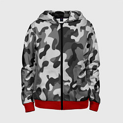 Толстовка на молнии детская ГОРОДСКОЙ КАМУФЛЯЖ, цвет: 3D-красный