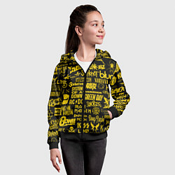 Толстовка на молнии детская Логотипы рок групп GOLD, цвет: 3D-черный — фото 2