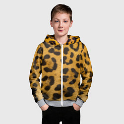 Толстовка на молнии детская Леопард, цвет: 3D-меланж — фото 2
