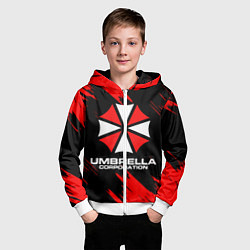 Толстовка на молнии детская Umbrella Corporation, цвет: 3D-белый — фото 2