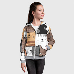 Толстовка на молнии детская Котейки, цвет: 3D-меланж — фото 2