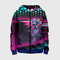 Толстовка на молнии детская НЕОНОВЫЙ ГОНЩИК, цвет: 3D-синий