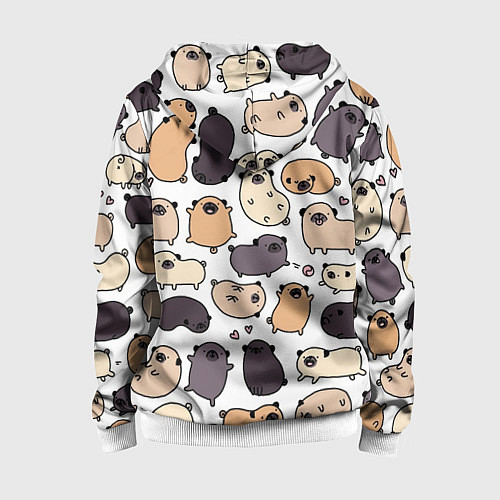 Детская толстовка на молнии Милые мопсы / 3D-Белый – фото 2