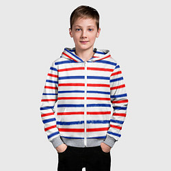Толстовка на молнии детская Морская полоска, цвет: 3D-меланж — фото 2